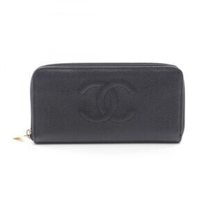 CHANEL Black Leather Logo Wallet